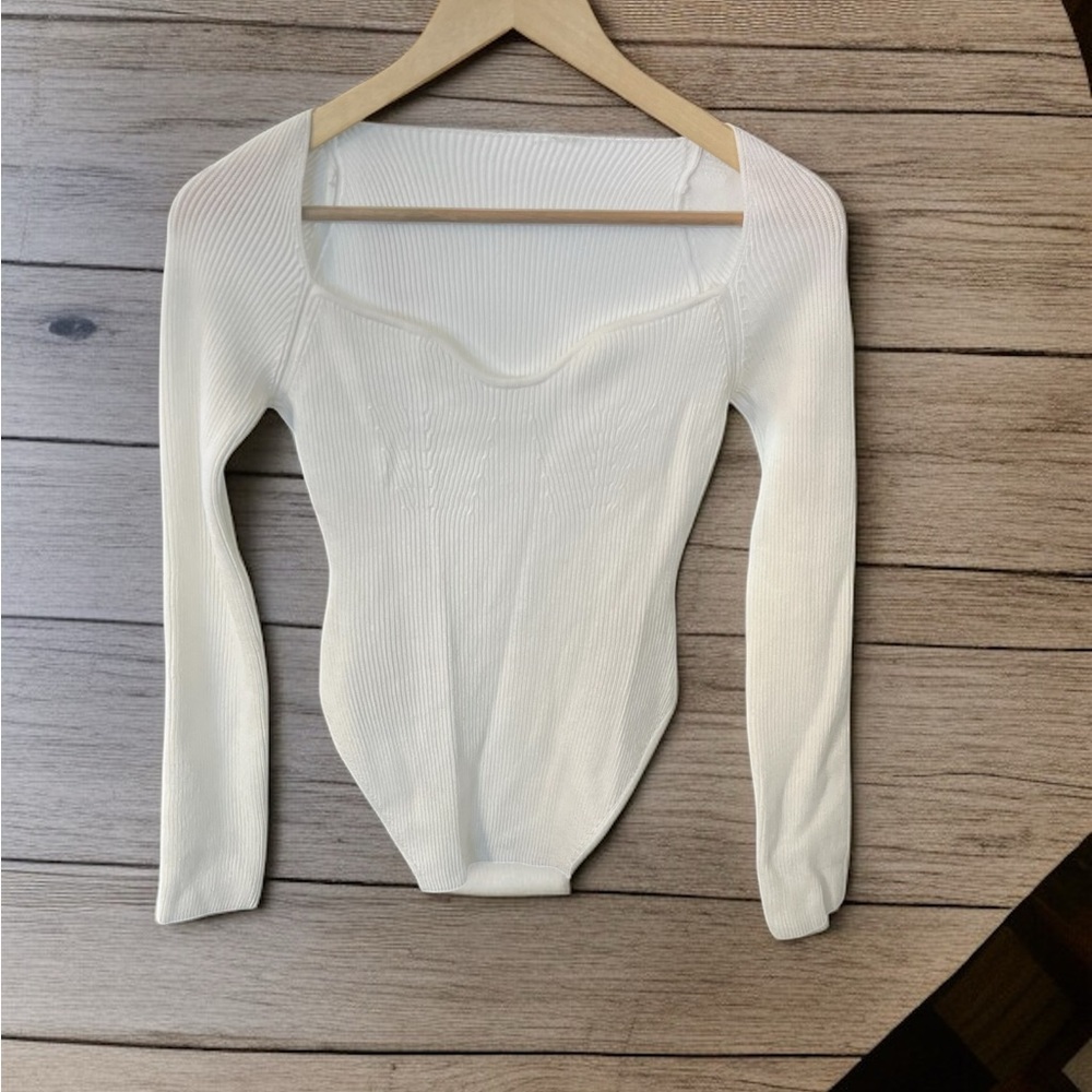 Commense Cream Ribbed Knit Top - Picture 2 of 12